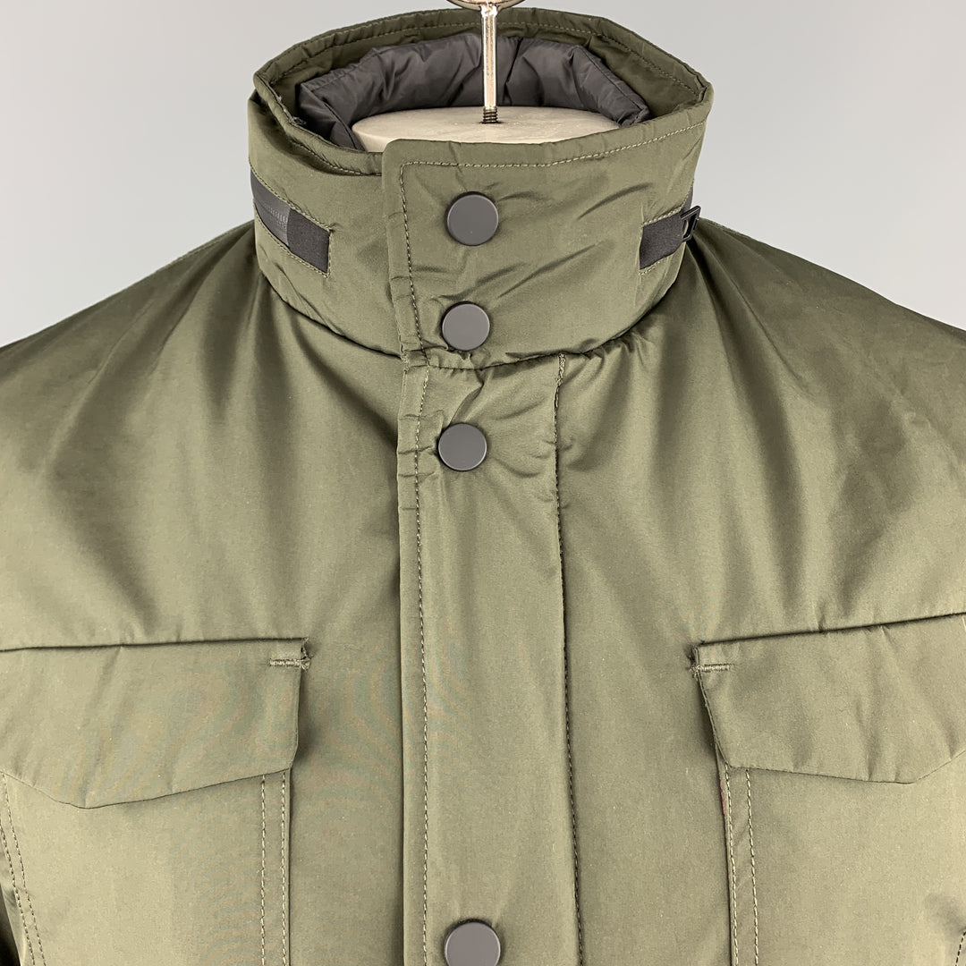 EREDI PISANO Size M Olive Green Padded Patch Pocket Winter Jacket