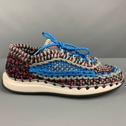 VALENTINO Size 11 Purple Multi Color Woven Lace Up Sneakers