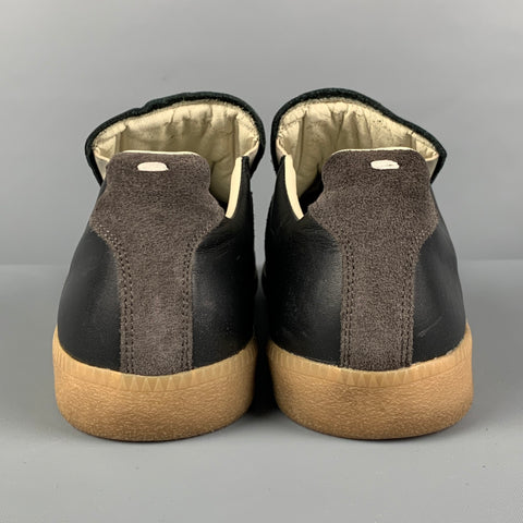 MAISON MARTIN MARGIELA Replica Size 8 Black Grey Color Block Leather Slip On Sneakers