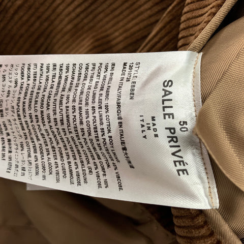 SALLE PRIVEE Size 40 Brown Corduroy Cotton Notch Lapel Suit