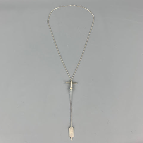 BOND HARDWARE Silver Tone Drill Bit Rosary Necklace