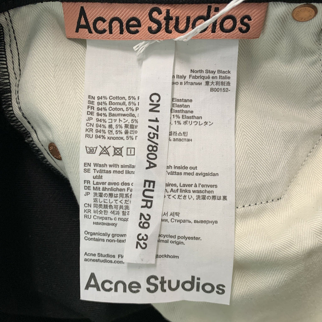 ACNE STUDIOS Size 29 Black Cotton Blend Tapered Jeans