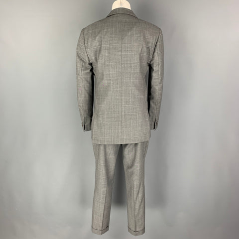 THE KOOPLES Size 34 Grey Window Pane Wool Peak Lapel Suit