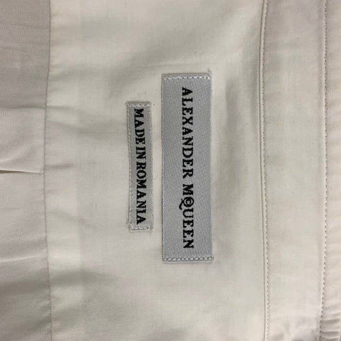 ALEXANDER MCQUEEN Size 38 White Blue Embroidery Cotton Short Sleeve Shirt