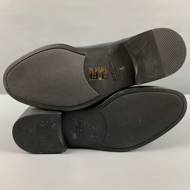 GIORGIO ARMANI Size 7 Black Leather Lace-Up Shoes