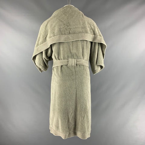 ALESSI Size S Green Textured Cotton Bath Robe and Tied Towel