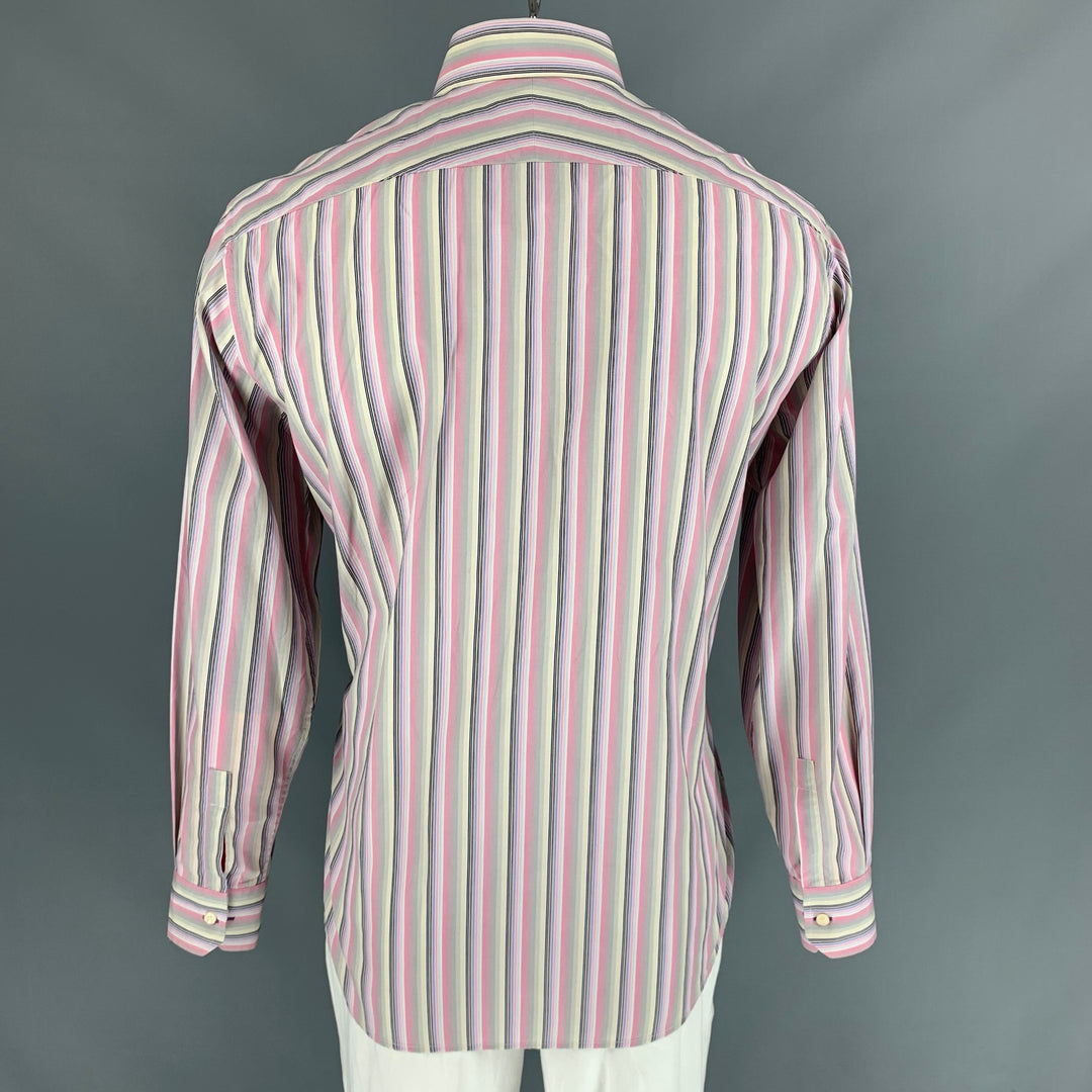 PAUL SMITH Size XXL Pink Blue Stripe Cotton Button Down Long Sleeve Shirt