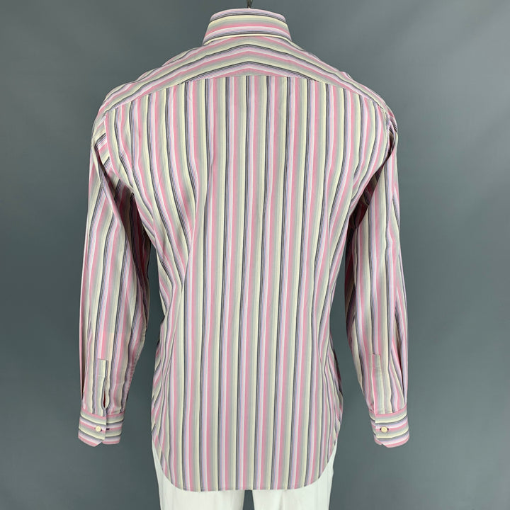 PAUL SMITH Size XXL Pink Blue Stripe Cotton Button Down Long Sleeve Shirt