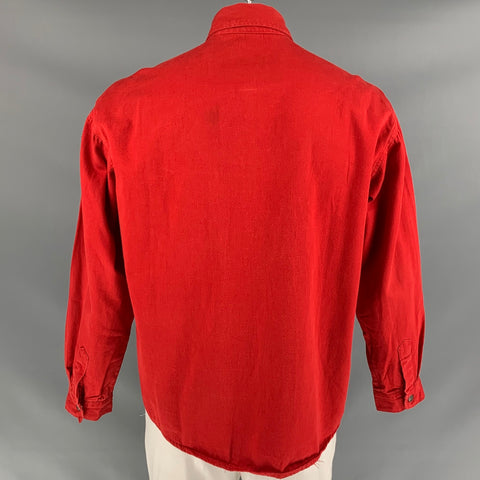 Vintage VERSACE JEANS COUTURE Size XL Red Cotton Button Up Long Sleeve Shirt