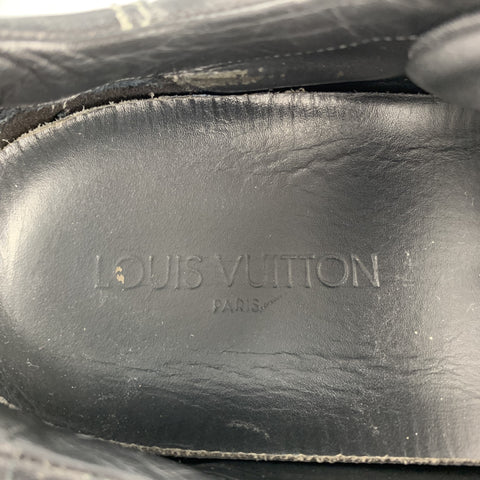 LOUIS VUITTON Size 9 Black Leather Lace Up Sneakers
