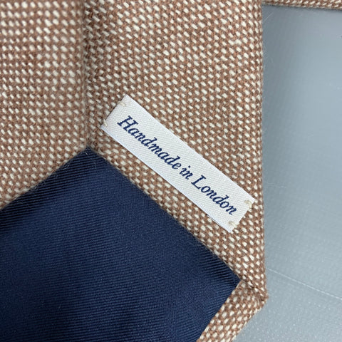 DRAKES LONDON Corbata de cachemira texturizada marrón y crema