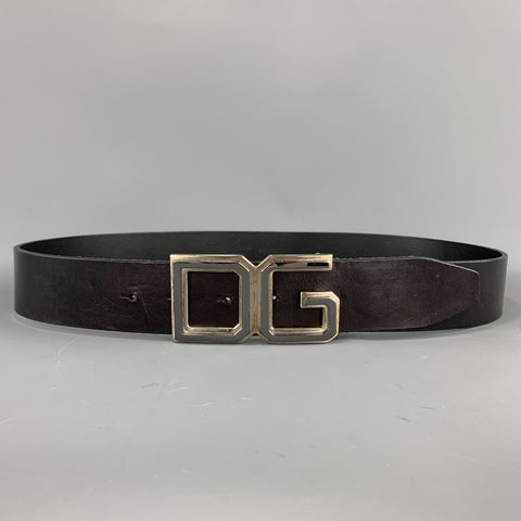 DOLCE & GABBANA Size 36 Black Leather Metal DG Buckle Belt