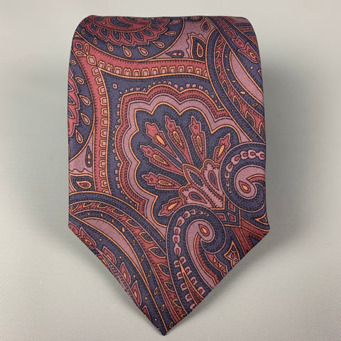 NEIMAN MARCUS Purple Navy Paisley Silk Tie
