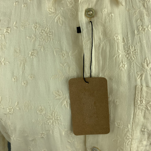 PAUL SMITH Size M Beige Embroidered Floral Pattrn Cotton Shirt