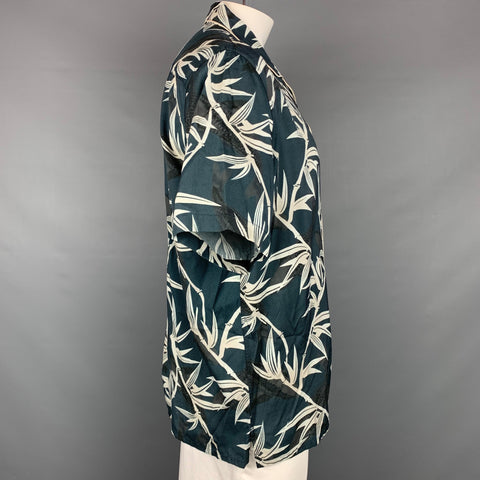 MARC JACOBS Size XXL Grey Print Viscose Camp Short Sleeve Shirt
