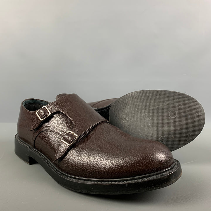 CALVIN KLEIN 205W39NYC Size 10 Brown Solid Leather Double Monk Strap Loafers