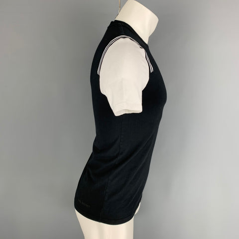 NEIL BARRETT Size XS Black & White Color Block Cotton / Elastane T-shirt