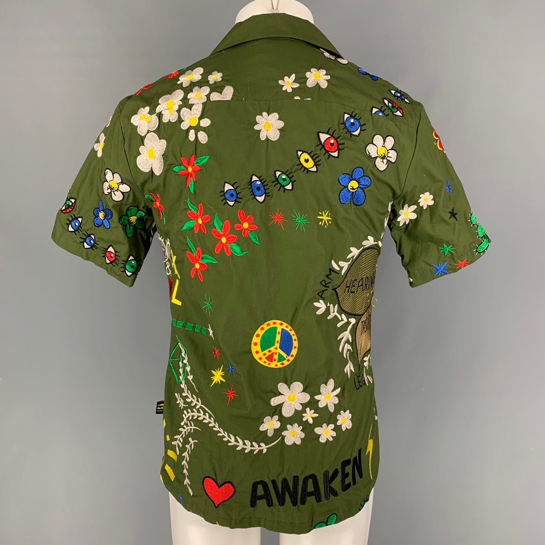 ADIDAS x PHARRELL WILLIAMS Size S Multi-Color Embroidery Cotton Button Up Short Sleeve Shirt