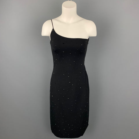 GIORGIO ARMANI Taille 4 Robe droite en jersey perlé noir