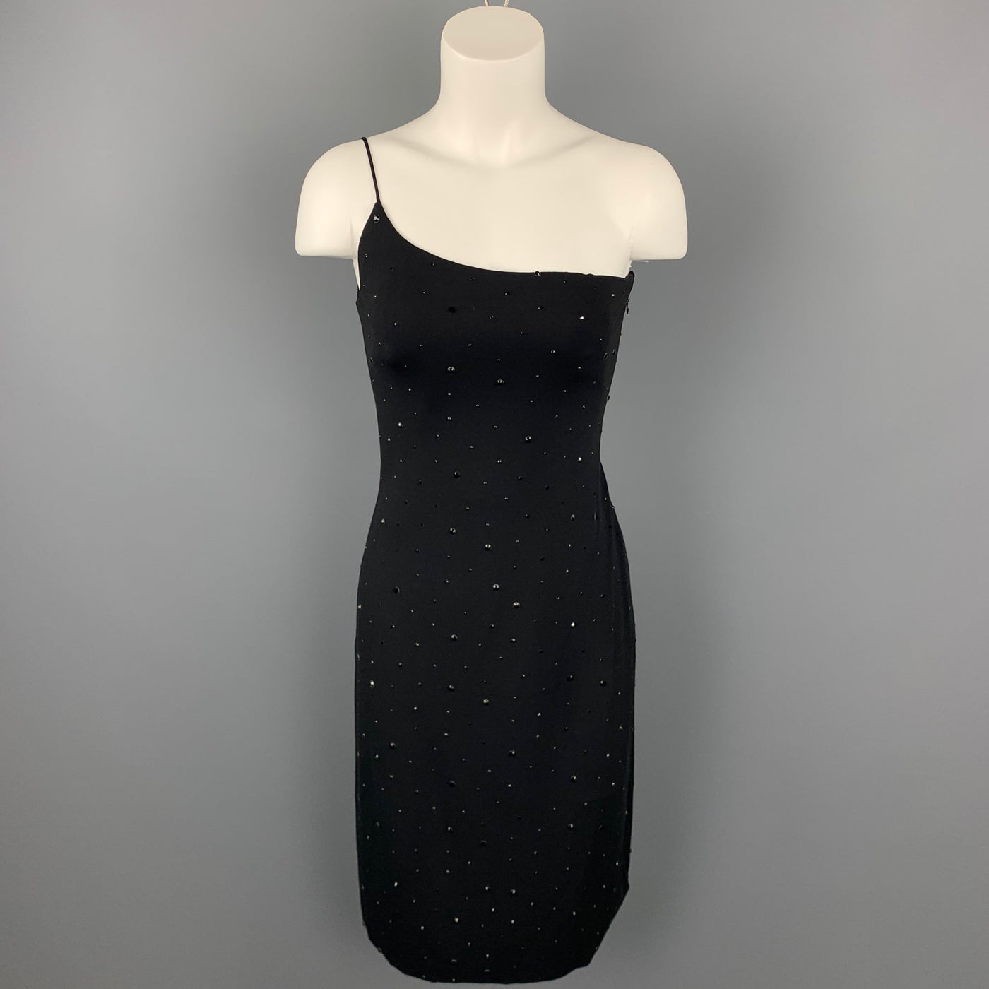 GIORGIO ARMANI Size 4 Black Beaded Jersey Shift Dress