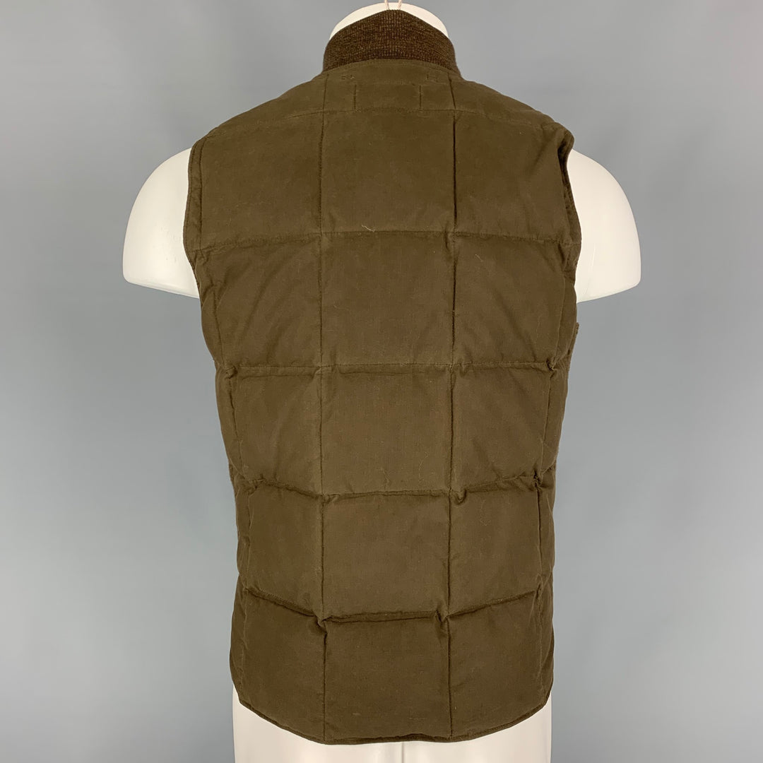RRL by RALPH LAUREN Size S Brown Quilted Cotton Zip Up Vest
