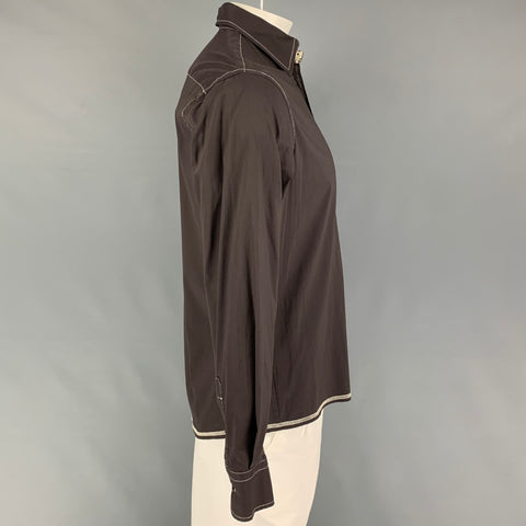 GEORG ROTH Camisa de manga larga con botones en mezcla de algodón marrón talla L