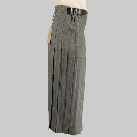 COMME des GARCONS HOMME PLUS Size M Grey Chalkstripe Wool Kilt Skirt