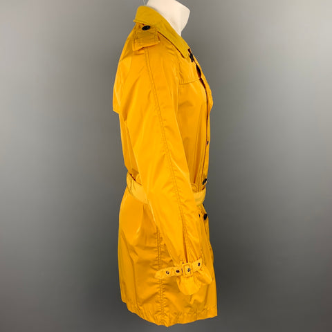 EMPORIO ARMANI David Line Size 38 Yellow Polyester Epaulettes Belted Double Breasted Trenchcoat