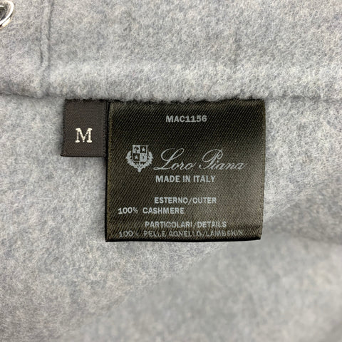 LORO PIANA Size M Light Gray Cashmere Leather Trim Oversized Hooded Jacket