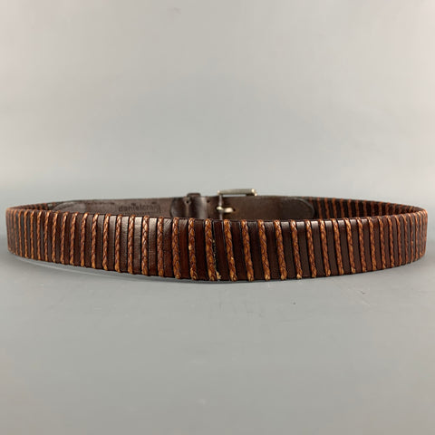DANIEL CRAIG Size 36 Brown & Tan Stripe Leather Belt