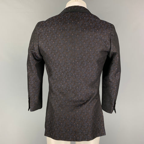 CAMOSHITA for UNITED ARROWS Size 42 Brown Navy Gold Paisley Jacquard Sport Coat