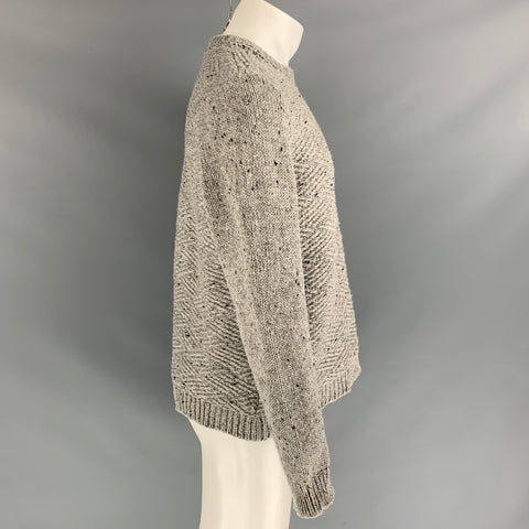FRANK LEDER Size M Grey Knitted Wool Crew-Neck Sweater