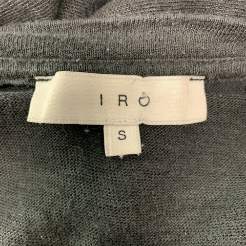 IRO Size S Black Distressed Linen Crew-Neck T-shirt