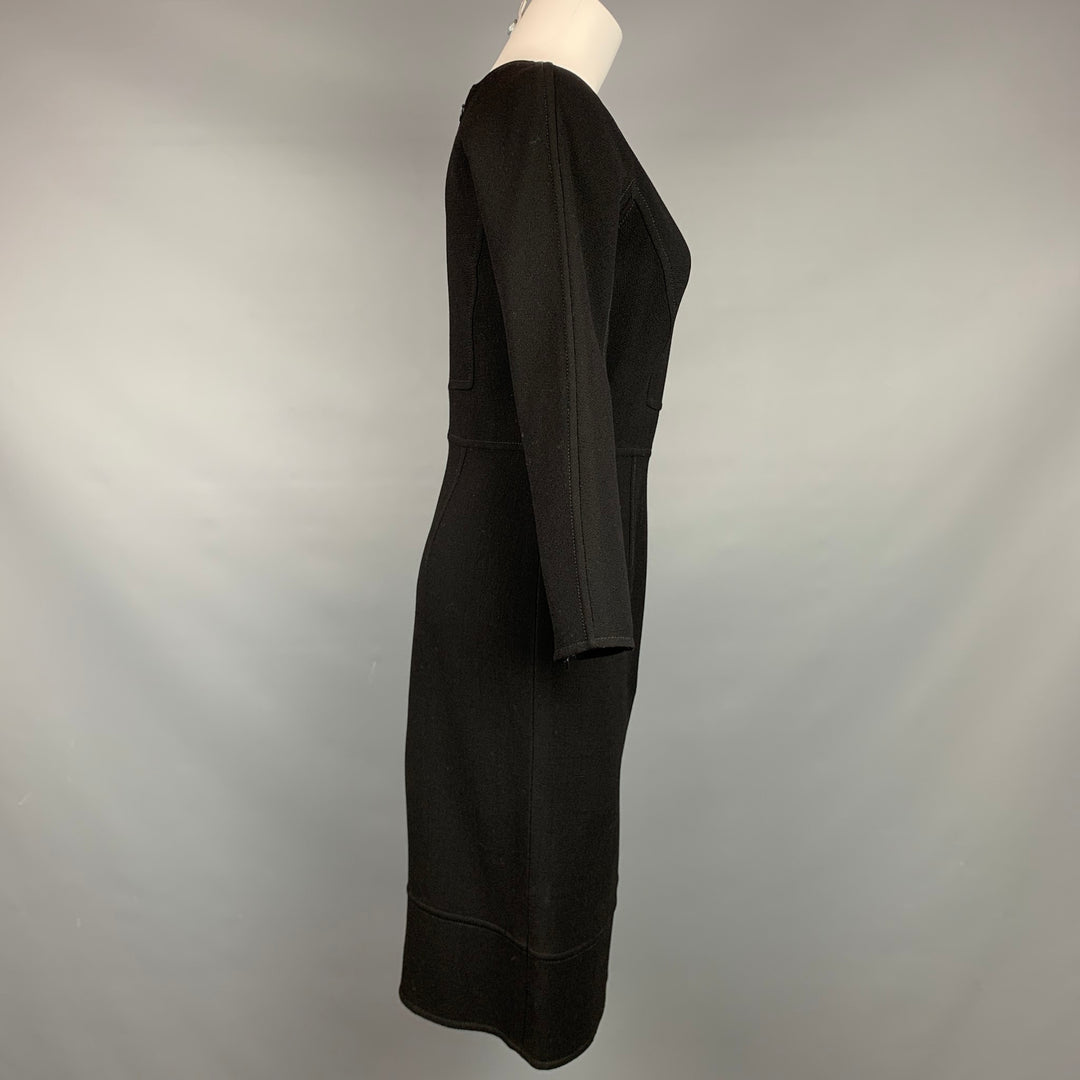 OSCAR DE LA RENTA Size 4 Black Crepe Wool Cocktail Dress