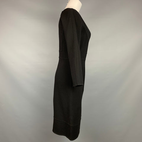 OSCAR DE LA RENTA Taille 4 Robe de cocktail en laine crêpe noire