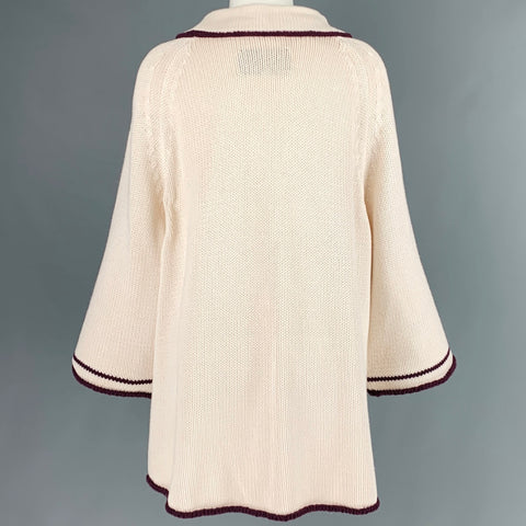 KAPITAL Size One Size Cream Brown Cotton Applique Button Down Cardigan