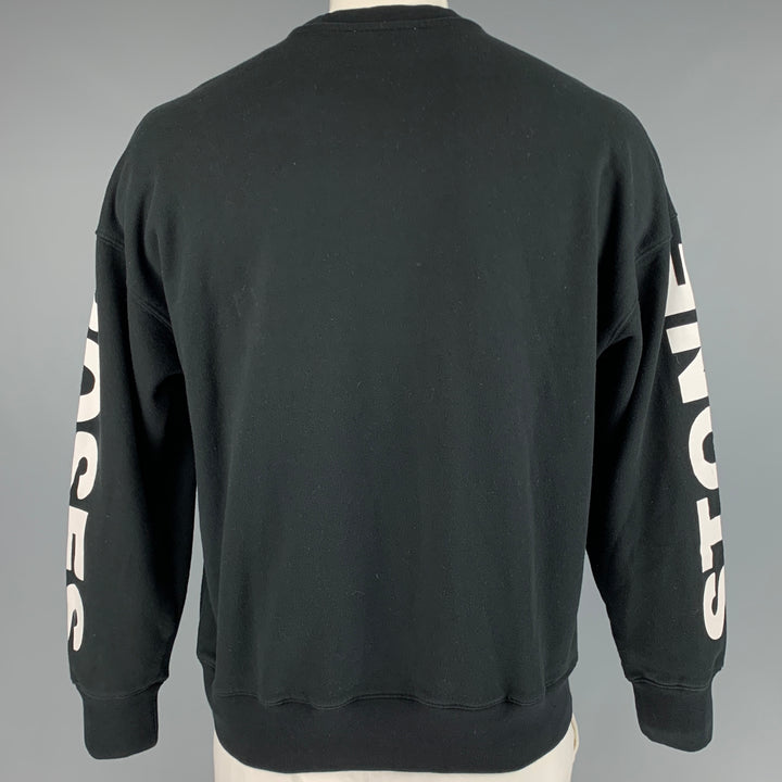 SANDRO Sudadera con cuello redondo de algodón gráfico blanco y negro Talla XXL