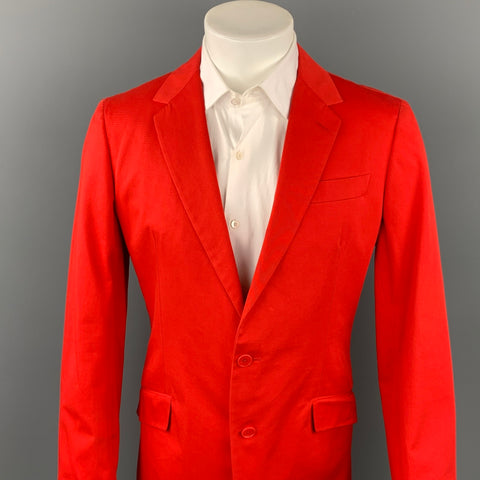 BOTTEGA VENETA Size 42 Red Cotton Notch Lapel Sport Coat