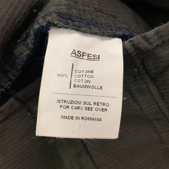 ASPESI Size 34 Navy Cotton Zip Fly Casual Pants