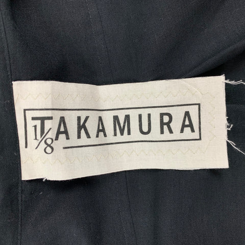 1/8 TAKAMURA Size M Black Linen Cotton Hidden Buttons Long Sleeve Shirt