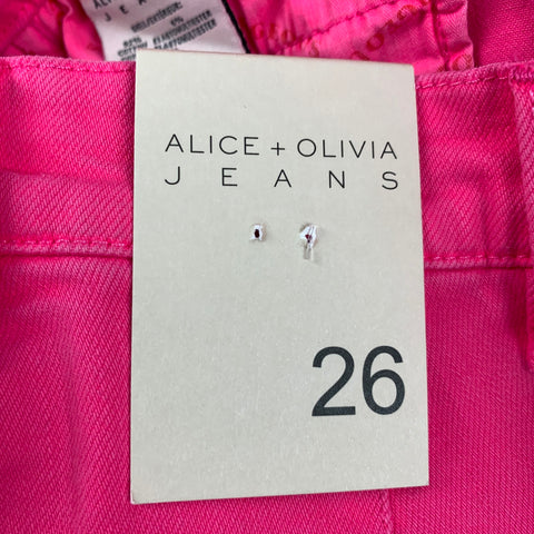 ALICE + OLIVIA Size 26 Pink Cotton Wide Leg Casual Pants