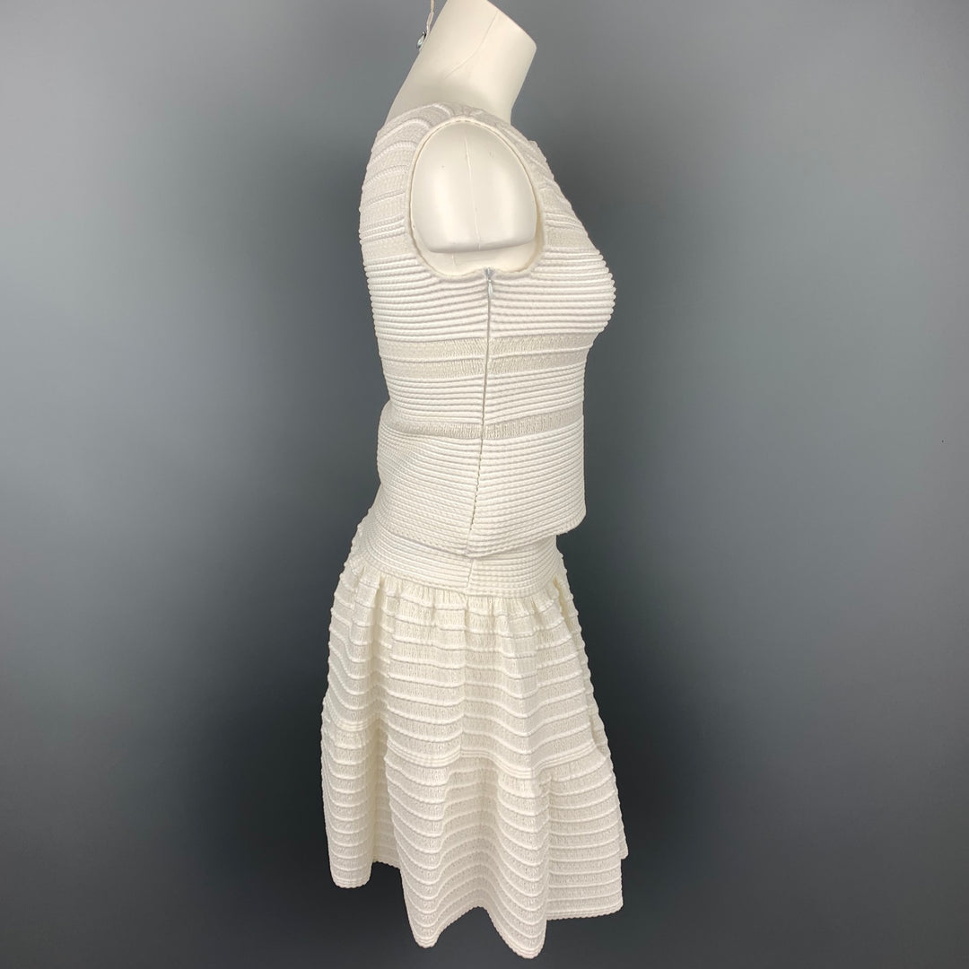 ALAIA Size S White Textured Knit Sleeveless Top & Skirt Set
