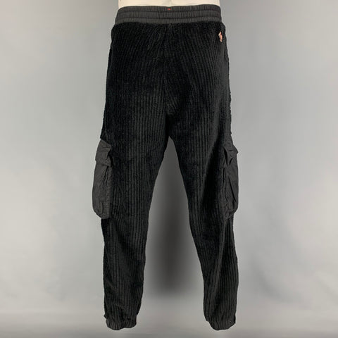 MONCLER Size L Black Fleece Polyester 2 Piece Set