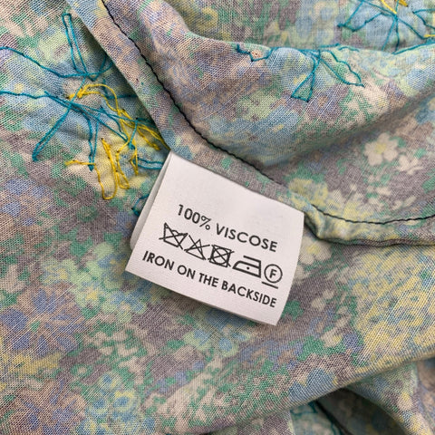 DRIES VAN NOTEN SS 20 Size XL Green Blue Sequined Viscose Button Up Long Sleeve Shirt