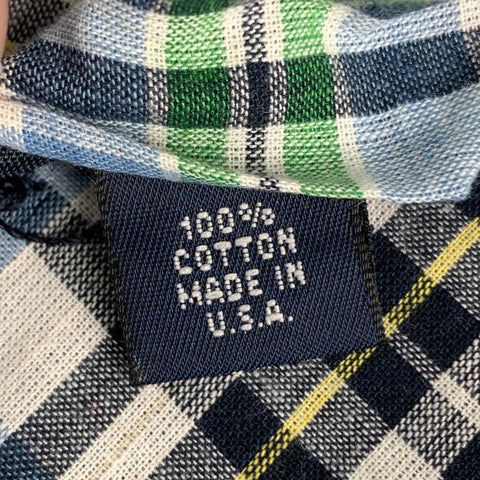 J CREW Green Blue Plaid Cotton Tie
