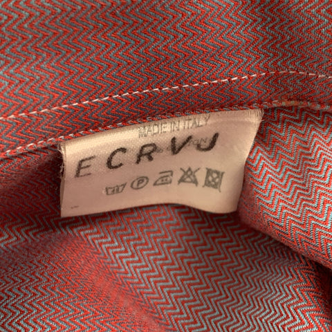 GUCCI by TOM FORD Size L Red Blue Zig Zag Cotton Long Sleeve Shirt