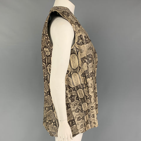 VINTAGE Taille M Beige Marron Peau de Serpent A-Line Vest