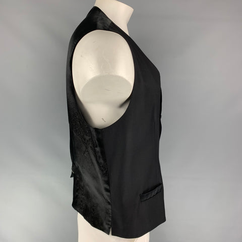 DOLCE & GABBANA Size 48 Black Wool Blend Buttoned Vest