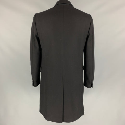 GIVENCHY Size 42 Black Wool Blend Notch Lapel Coat