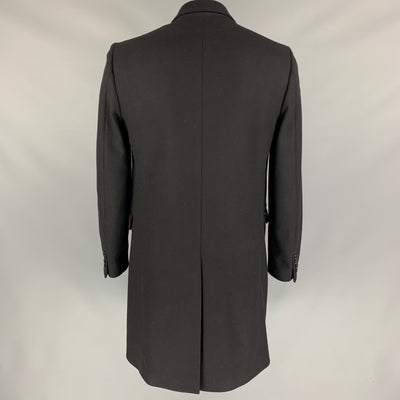 GIVENCHY Size 42 Black Wool Blend Notch Lapel Coat